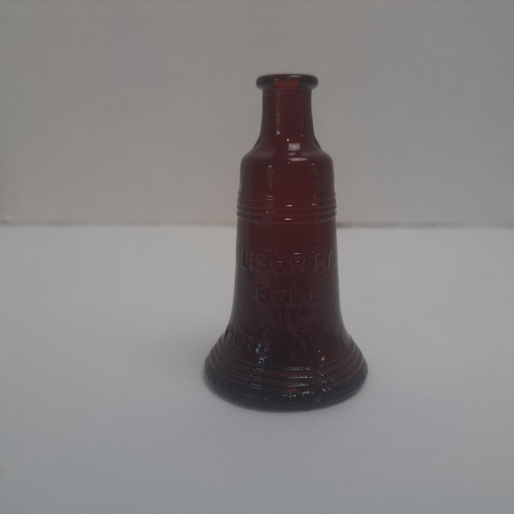 Wheaton NJ Liberty Bell Miniature Red Glass Bottle Collectible Vintage Embossed